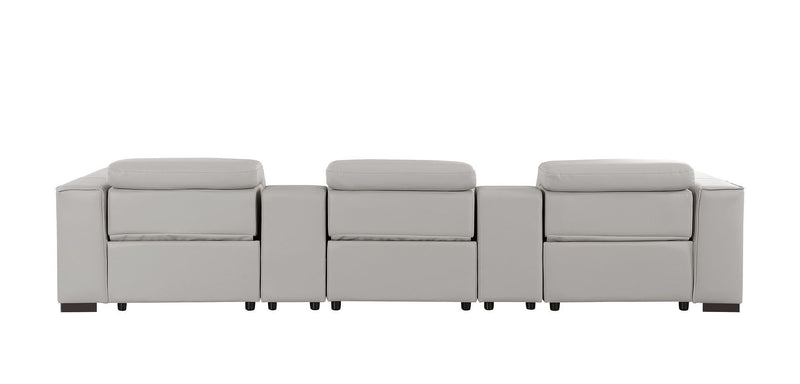 1208 - Leather Sofa With 3 Power Recliners And Two Storage Consoles