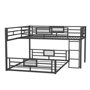 Dreamland L-shaped bunk bed with safety features, showcasing sturdy frame and spacious sleeping areas for kids or teens.