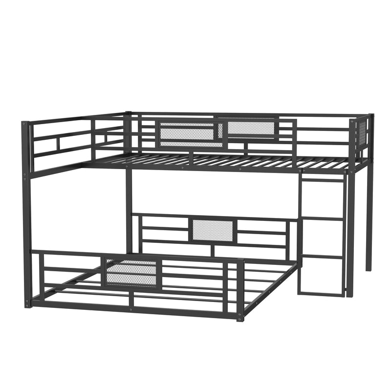 Dreamland L-shaped bunk bed with safety features, showcasing sturdy frame and spacious sleeping areas for kids or teens.