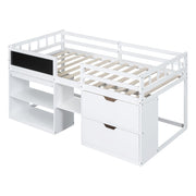 Low Loft Bed With Rolling Desk, Shelf And Drawers - R&R Furniture Gallery (Fountain Valley, CA)