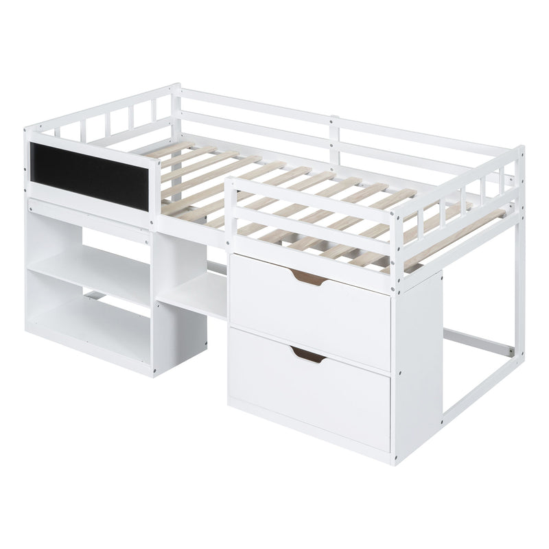 Low Loft Bed With Rolling Desk, Shelf And Drawers - R&R Furniture Gallery (Fountain Valley, CA)