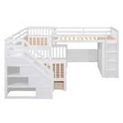 L Shaped Bunk Bed With 3 Drawers, Portable Desk And Wardrobe - R&R Furniture Gallery (Fountain Valley, CA)