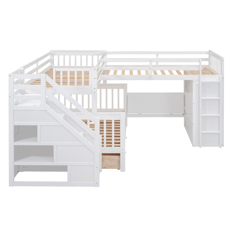 L Shaped Bunk Bed With 3 Drawers, Portable Desk And Wardrobe - R&R Furniture Gallery (Fountain Valley, CA)