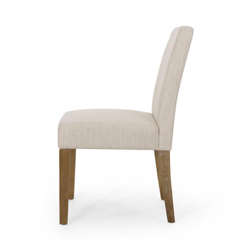 Contemporary Noble House dining chair with upholstered seat and tapered wooden legs in a set, modern and stylish design