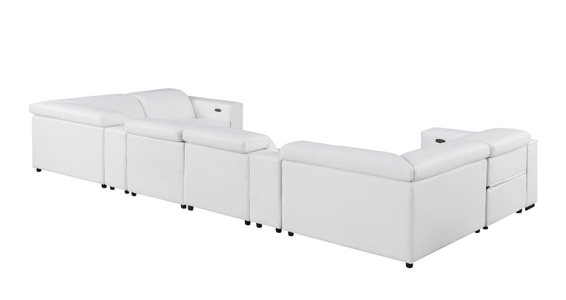 1208 - 8 Piece Modular Leather Sectional With 2 Power Recliners & Power Headrests