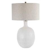 Uttermost white mottled glass table lamp with sleek design, perfect for modern living spaces and ambient lighting.