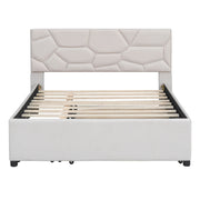 Upholstered Platform Bed With Brick Pattern Headboard And Twin Long Size Trundle - R&R Furniture Gallery (Fountain Valley, CA)