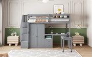 Loft Bed With Stairs, Bookshelf, Drawers, Desk & Wardrobe, Space Saving Multifunctional Furniture - R&R Furniture Gallery (Fountain Valley, CA)