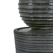 31.5" Tall Striped Column Fountain With LED Light Design For Outdoor Spaces - Gray - R&R Furniture Gallery (Fountain Valley, CA)