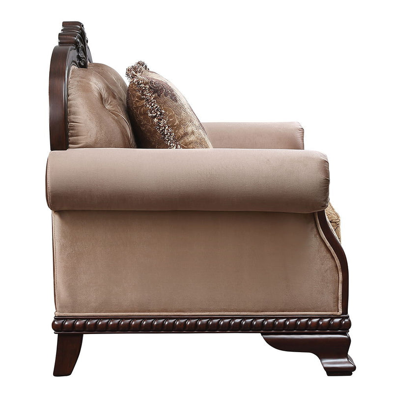 Chateau De Ville - Chair With Pillow (Same Lv01590) - Fabric & Espresso - R&R Furniture Gallery (Fountain Valley, CA)