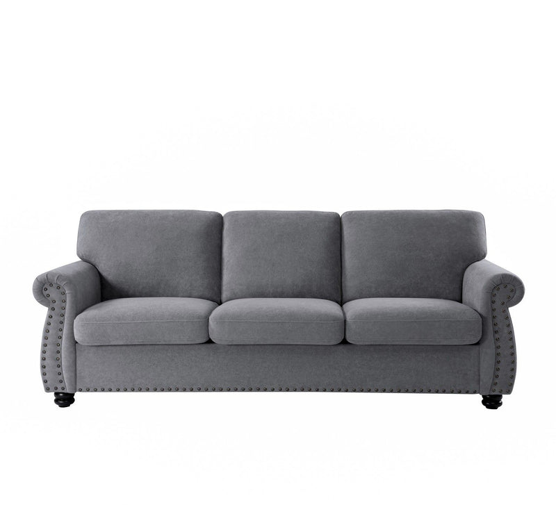 Soft Sofa, Upholstered 3 Seater Couch With High Density Foam, Loose Back Cushions And Turned Legs - R&R Furniture Gallery (Fountain Valley, CA)