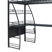 Loft Bed With 4 Layers Of Shelves And L-Shaped Desk, Stylish Metal Frame Bed With A Set Of Sockets, USB Ports And And Wireless Charging - R&R Furniture Gallery (Fountain Valley, CA)