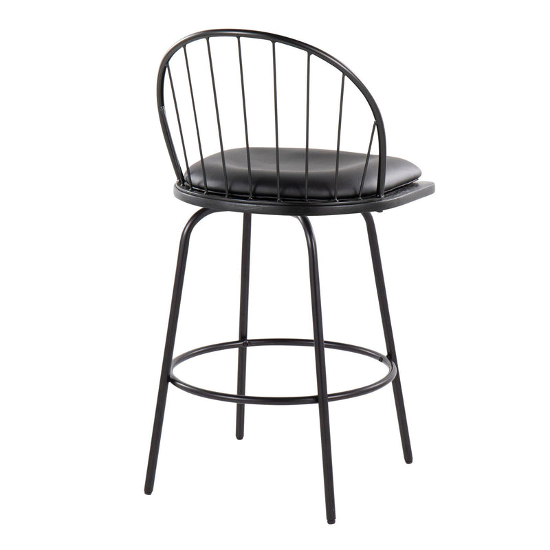Set of two Lumi Source Riley Claire farmhouse counter stools with swivel, fixed height, and round footrest in a stylish design.