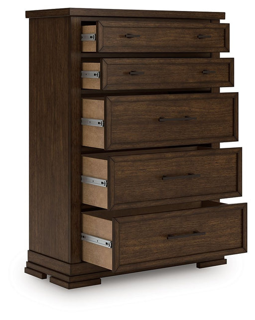 Taffenbrook - Five Drawer Chest - Medium Brown - R&R Furniture Gallery (Fountain Valley, CA)