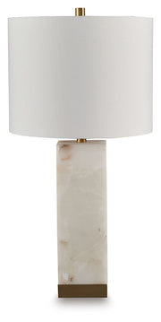 Linderfield - Alabaster Table Lamp - White / Gold Finish - R&R Furniture Gallery (Fountain Valley, CA)