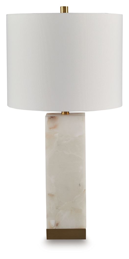 Linderfield - Alabaster Table Lamp - White / Gold Finish - R&R Furniture Gallery (Fountain Valley, CA)