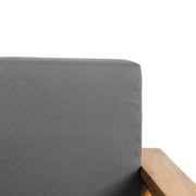Noble House outdoor club arm chair with dark gray cushion and teak acacia wood frame, perfect for patio or garden seating.