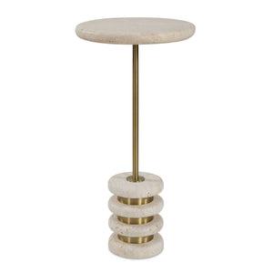 Adames - Travertine Drink Table - Brass / White
