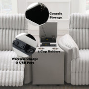 Emee - Console With USB - Gray Corduroy - R&R Furniture Gallery (Fountain Valley, CA)