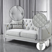 Katia - Loveseat With 2 Pillows - Light Gray Linen & Weathered White - R&R Furniture Gallery (Fountain Valley, CA)