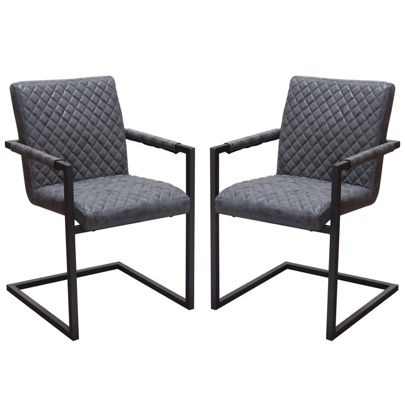 Nolan 2-Pack Dining Chairs in Charcoal Diamond Tufted Leatherette on Charcoal Powder Coat Frame by Diamond Sofa