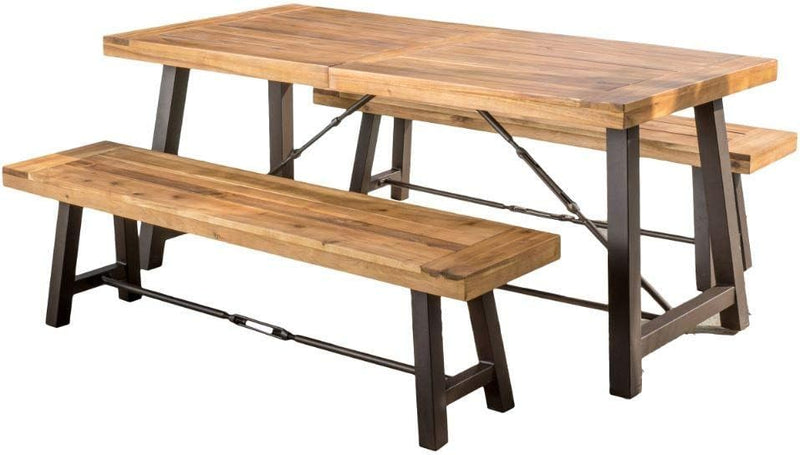 Catriona - 3 Piece Wood Outdoor Dining Set - Teak - R&R Furniture Gallery (Fountain Valley, CA)