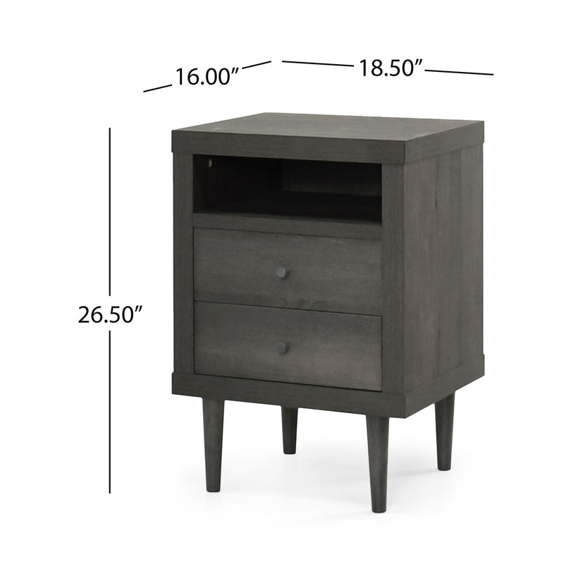 Nystrom - Mid Century Modern 2 Drawer Nightstand - R&R Furniture Gallery (Fountain Valley, CA)