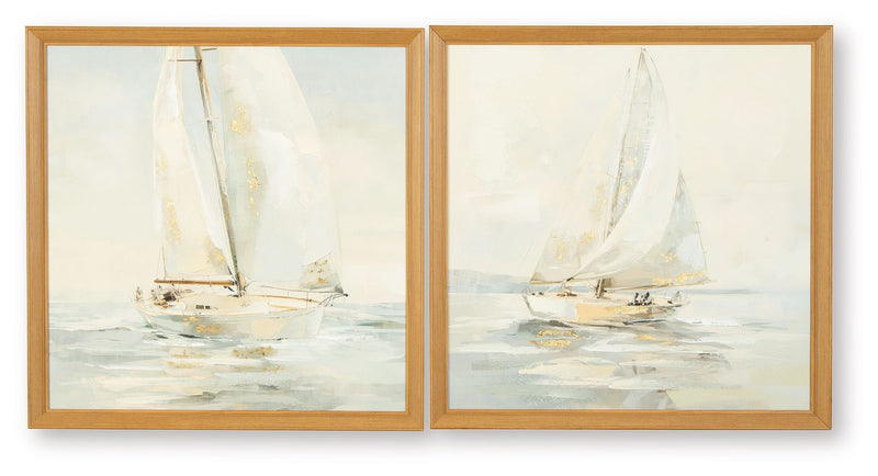 Winbrook - Wall Art Set (Set of 2) - Gray / Tan / Gold Finish - R&R Furniture Gallery (Fountain Valley, CA)
