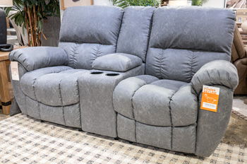 Bakerstein - Power Recline Loveseat/Console/Adjustable Headrest - Galaxy