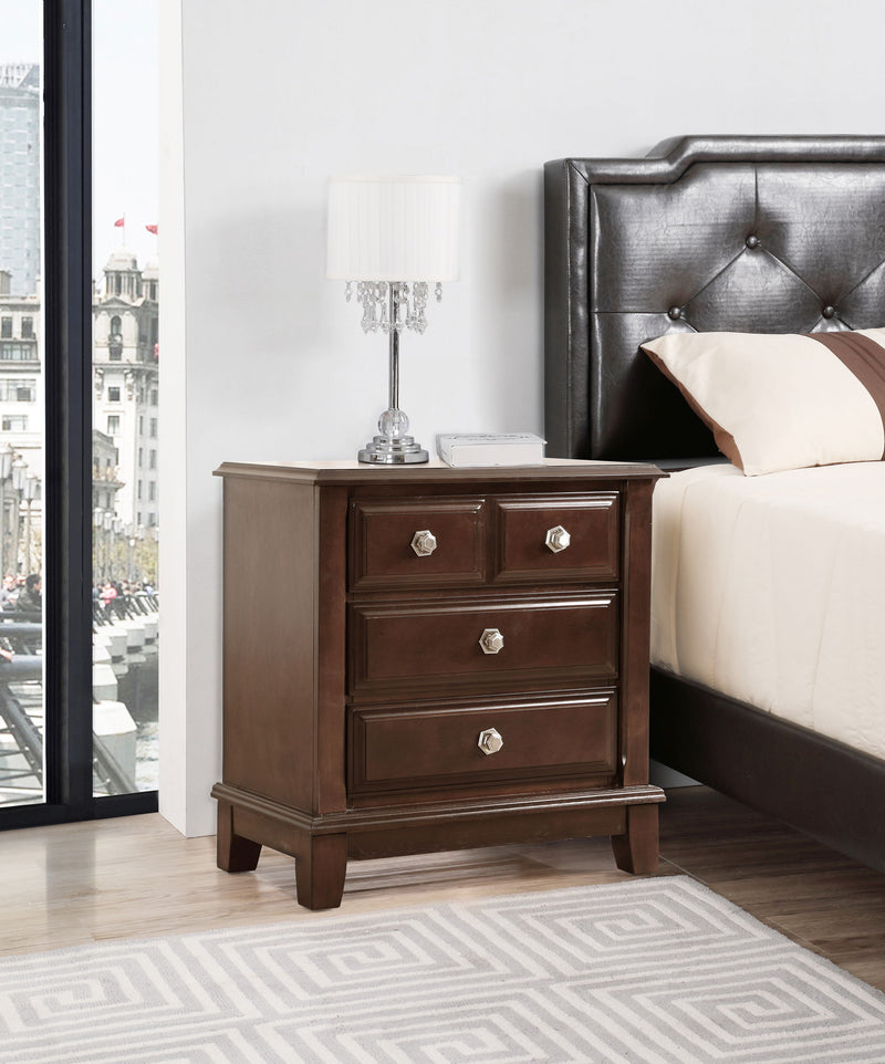 Ashford Cappuccino Nightstand by Glory Furniture, accent nightstand with a sleek wood finish and modern design, featuring a drawer and open shelf.