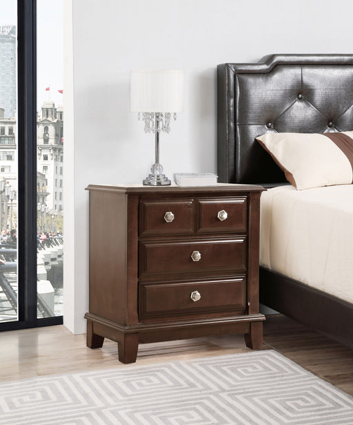 Ashford Cappuccino Nightstand by Glory Furniture, accent nightstand with a sleek wood finish and modern design, featuring a drawer and open shelf.