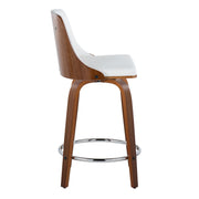 Set of two Lumi Source Gianna mid-century modern fixed height stools with swivel seats and round footrests.