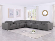 1208 - 7 Piece L-Shaped Leather Reclining Sectional With 3 Power Recliners - R&R Furniture Gallery (Fountain Valley, CA)