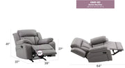 Glory Furniture comfortable rocking motion recliner in soft fabric with plush cushioning and wooden base.