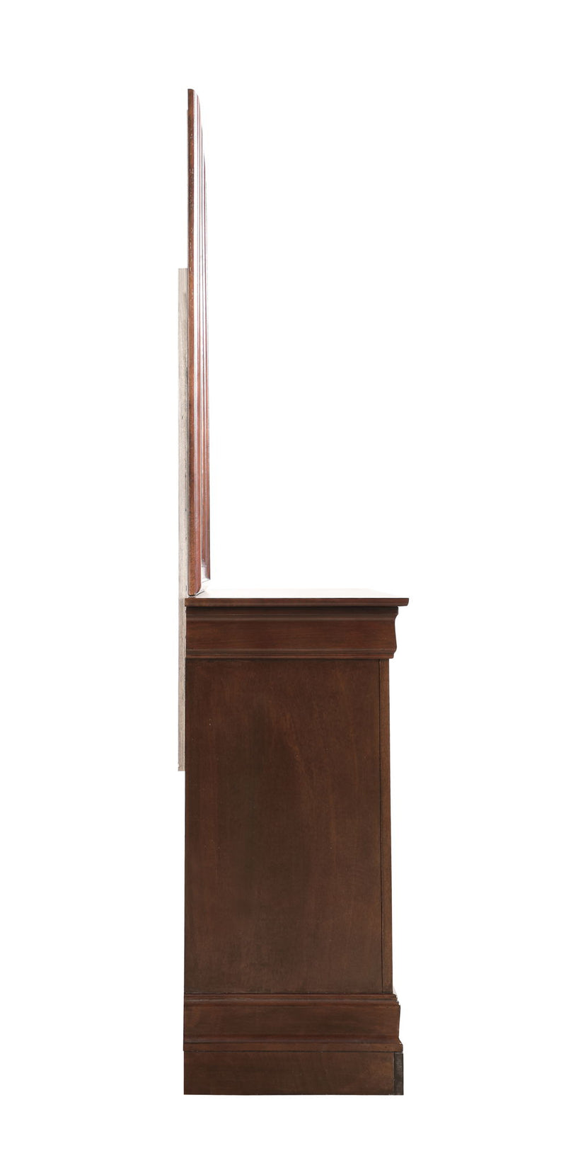 Louis Phillipe bedroom dresser by Glory Furniture featuring a modern wooden design with multiple drawers and sleek handles.