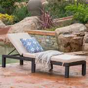 Puerta - Chaise Lounge Frame Cushion Outdoor Wicker Iron - Beige / Dark Brown - R&R Furniture Gallery (Fountain Valley, CA)