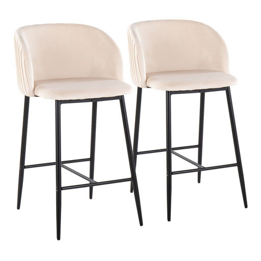 Set of two Lumi Source Fran Pleated Waves contemporary counter stools with fixed height, featuring stylish pleated design and modern look.