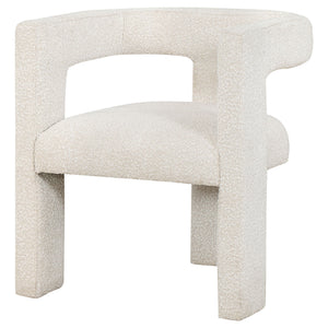 Verda - Upholstered Accent Side Chair In Soft With Rounded Open Back And 3 Leg Base - White