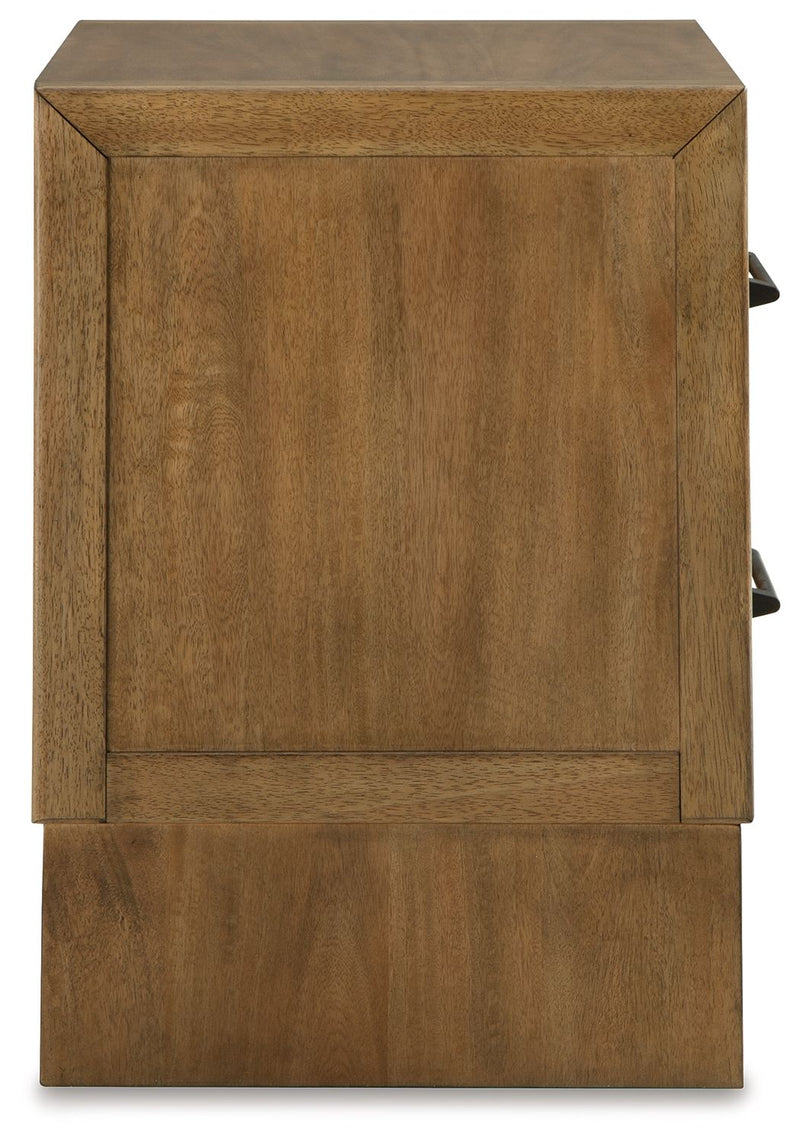 Sherbana - Two Drawer Night Stand - Light Brown - R&R Furniture Gallery (Fountain Valley, CA)