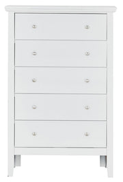 Glory Furniture Primo accent chest with a sleek wooden finish and modern design, featuring multiple storage drawers.