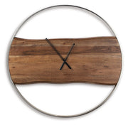 Panchali - Wall Clock - Brown / Silver Finish - R&R Furniture Gallery (Fountain Valley, CA)