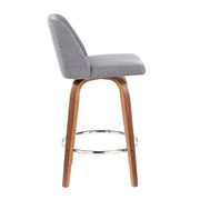Lumi Source Toriano mid-century modern fixed height counter stools with round footrests, set of 2, sleek and stylish seating.