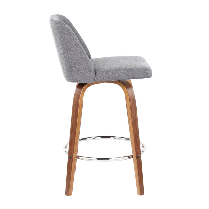 Lumi Source Toriano mid-century modern fixed height counter stools with round footrests, set of 2, sleek and stylish seating.
