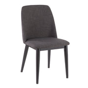 Set of two Lumi Source Tintori contemporary dining chairs in charcoal with sleek modern design and wooden legs.