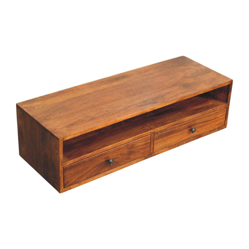 Lunar - 2 Drawer Wall Mounted Media Unit - Brown - R&R Furniture Gallery (Fountain Valley, CA)