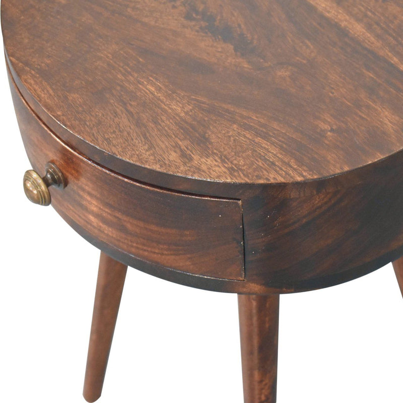 Circular Shaped Bedside Table - Walnut - R&R Furniture Gallery (Fountain Valley, CA)