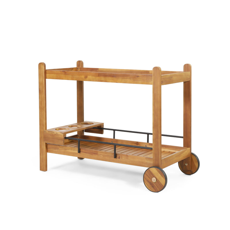 Bar Cart With Wine Bottle Holders, - Black - R&R Furniture Gallery (Fountain Valley, CA)