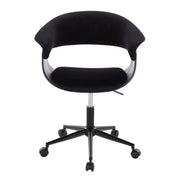 Lumi Source Vintage Mod mid-century modern office desk chair with wooden armrests and upholstered seat, stylish and comfortable.