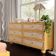 Grappa - Wood & Rattan Wavy Dresser - Natural - R&R Furniture Gallery (Fountain Valley, CA)