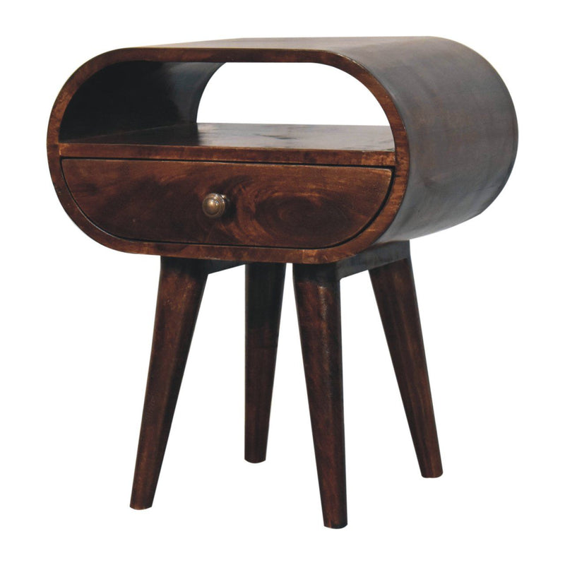 Circular Bedside Table With Open Slot - Walnut - R&R Furniture Gallery (Fountain Valley, CA)